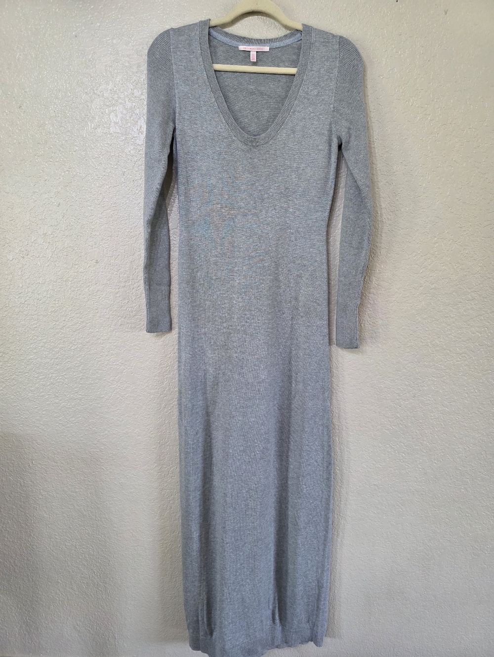 Victorias Secret Gray Long-Sleeve Ribbed Cotton Sweater Dress
